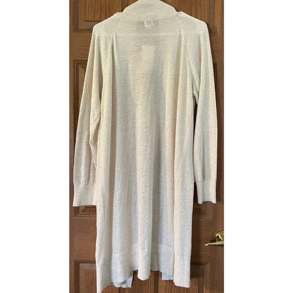 A New Day Beige Cardigan Open Front Knee Length Size Small PTP 22” Length 38” - Picture 2 of 4